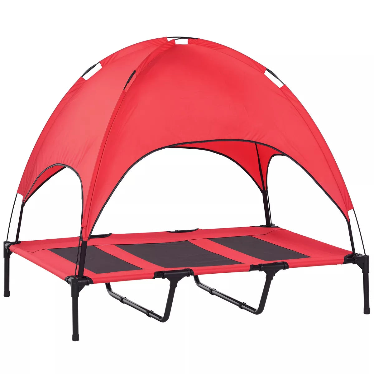 Pawhut Elevated Portable Dog Cot Pet Bed with UV Protection Canopy Shade