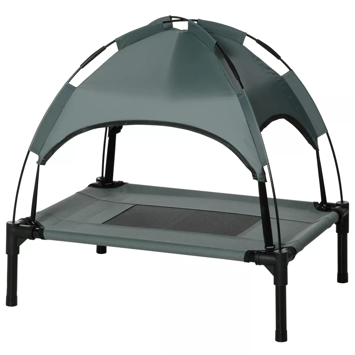 Pawhut Elevated Portable Dog Cot Pet Bed with UV Protection Canopy Shade