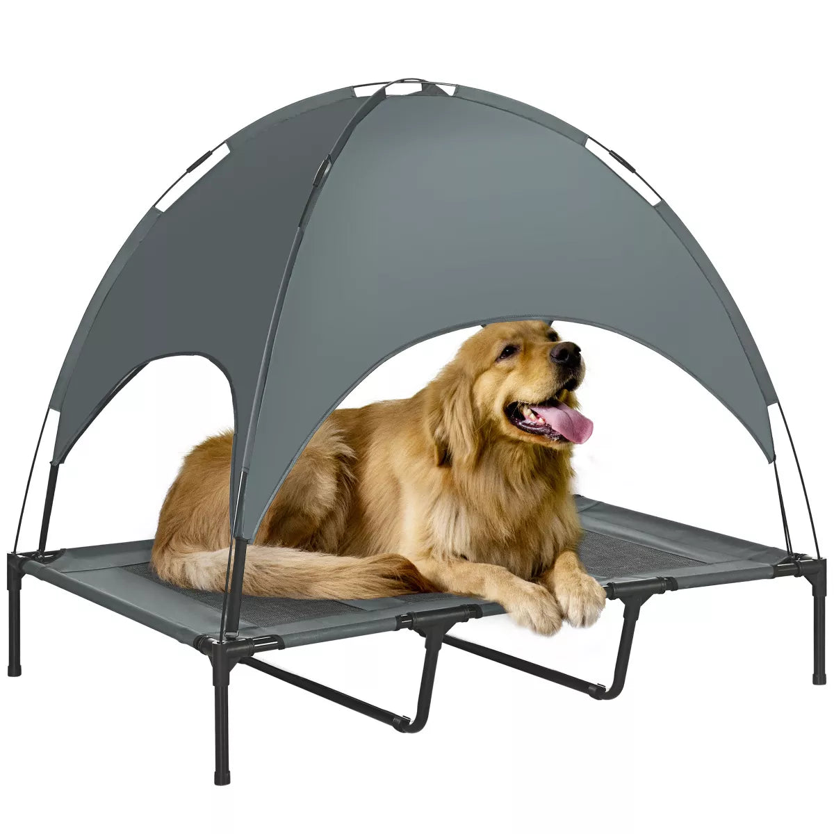 Pawhut Elevated Portable Dog Cot Pet Bed with UV Protection Canopy Shade
