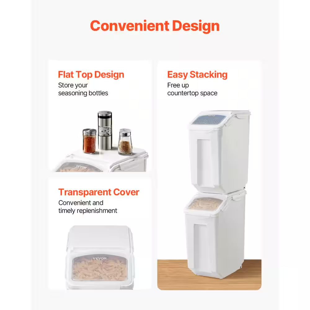 Rice Storage Container 4.5 Gal. /20 L Capacity Large Dog Food Dispenser Bin Kitchen Ingredient Grain Cereal Flour Bin