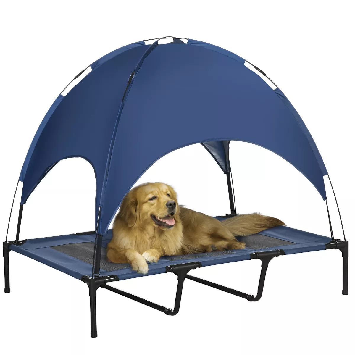 Pawhut Elevated Portable Dog Cot Pet Bed with UV Protection Canopy Shade